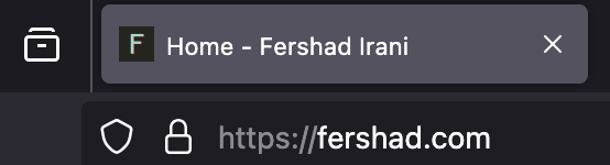 A screenshot of a browser tab showing a favicon that is an light blue F in a charcoal black box.